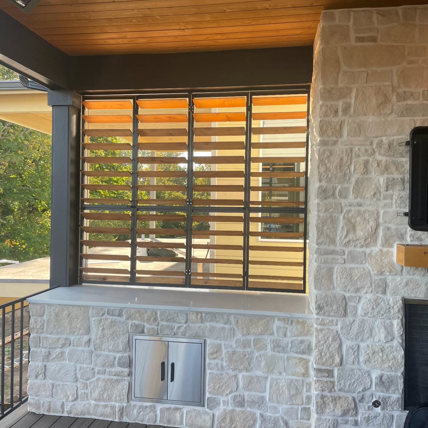Warm wood craftsmanship and custom exterior build detail
